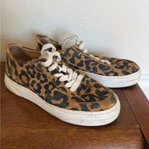 Lucky Brand Tan and Black Animal Print Sneakers